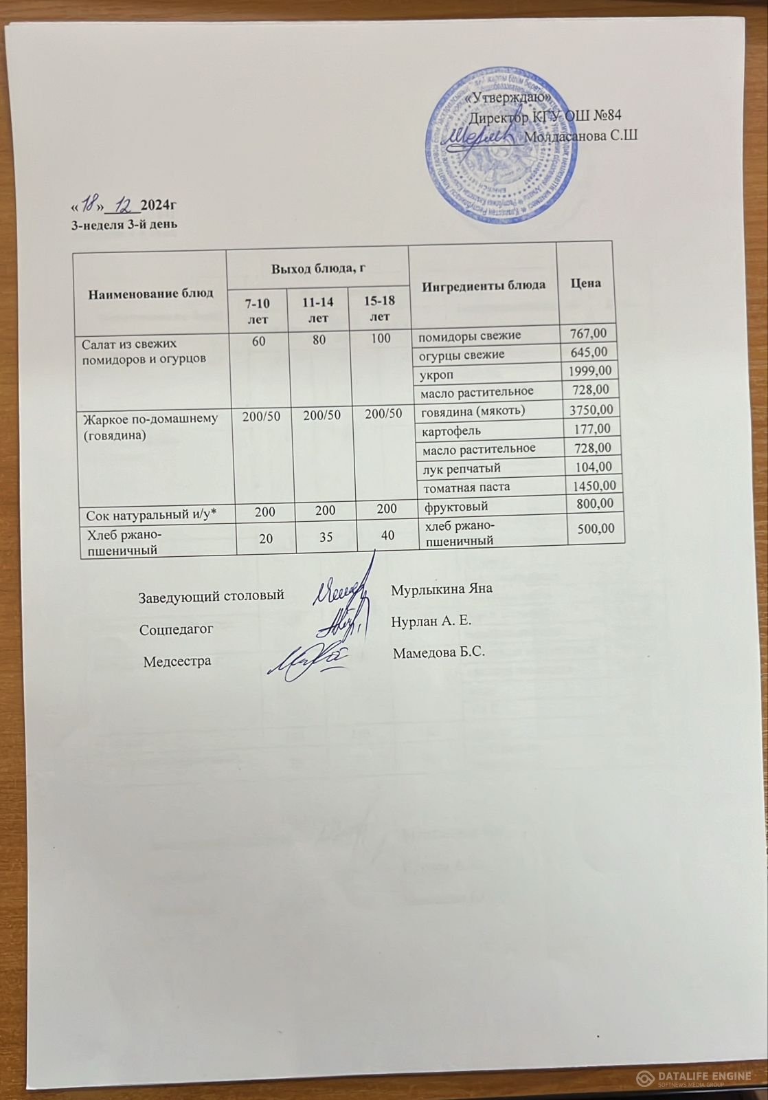 Ас мәзірі 18.12.2024 жыл