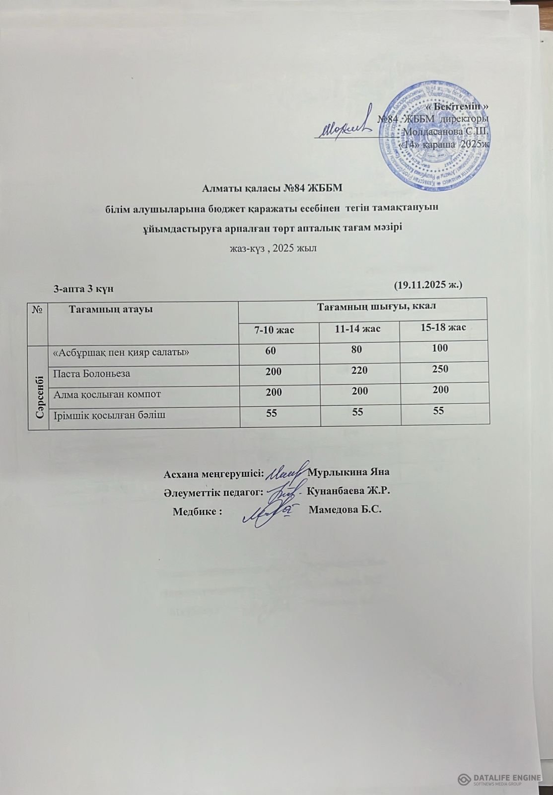 Ас мәзірі 19.11.2025ж.