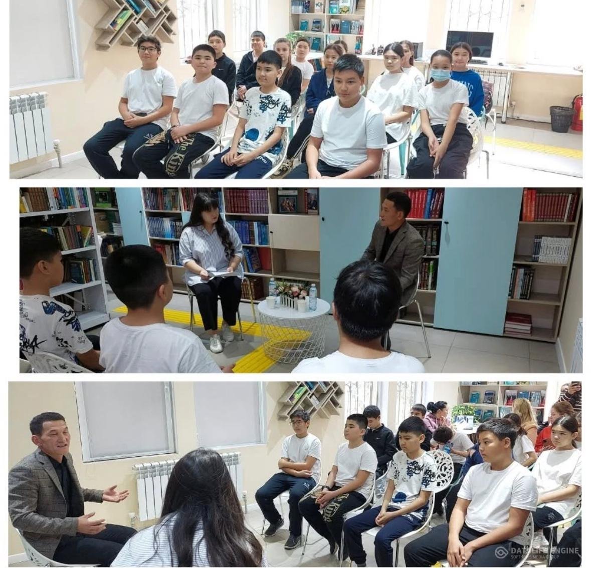 Алматы қаласы Түрксіб аудандық  №15 кітапхана-бөлімшесінде 14 қазан 2024 ж  8 «Б» сынып оқушыларымен  ақын,Қазақстан жазушылар одағының мүшесі, «Сүт дария»  кітабының авторы Қуанәлі  Алмасбекұлымен кездесу өтті. Кездесу барысында қызықты тақырыптар қ