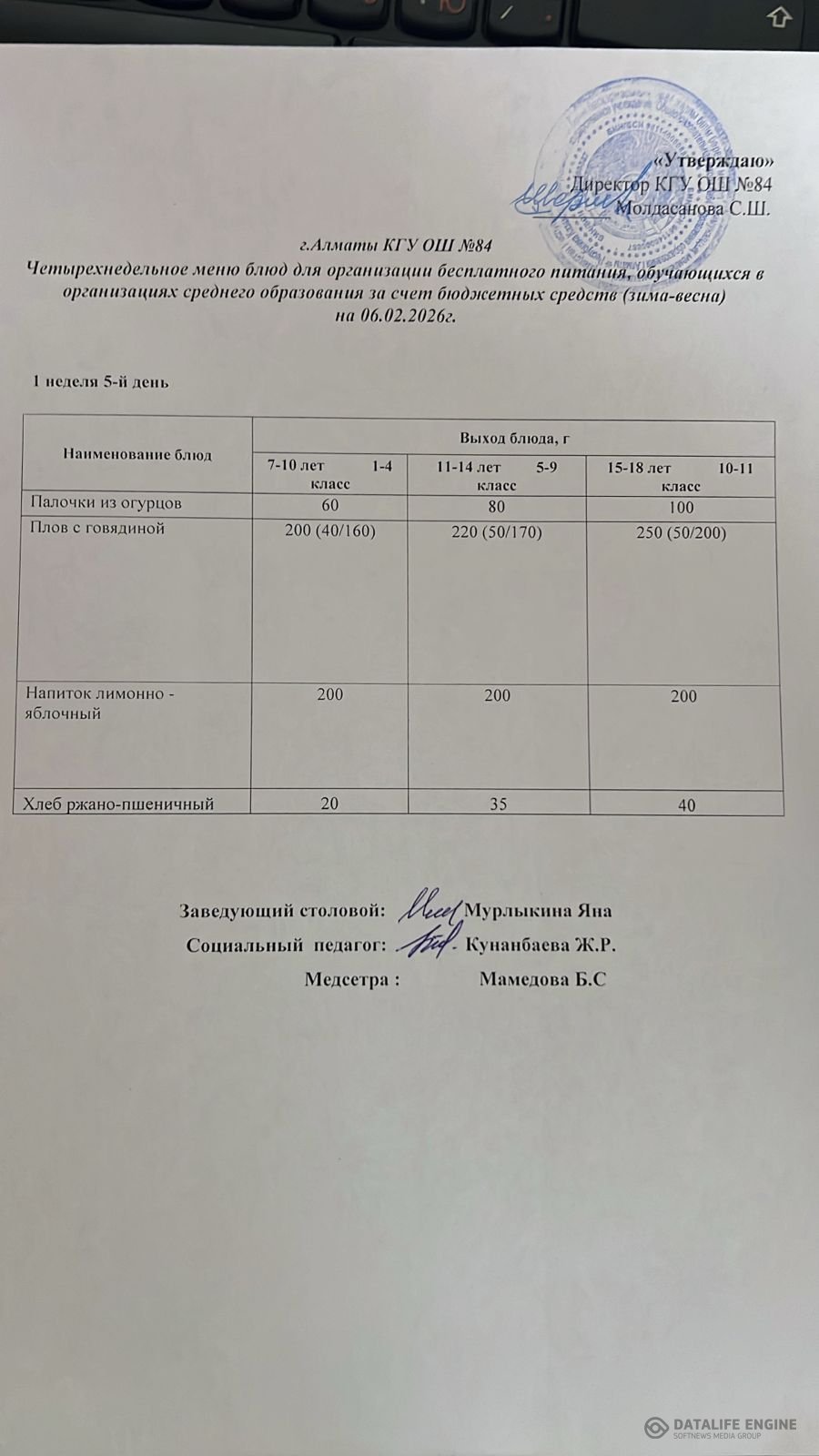 Ас мәзірі 06.02.2026