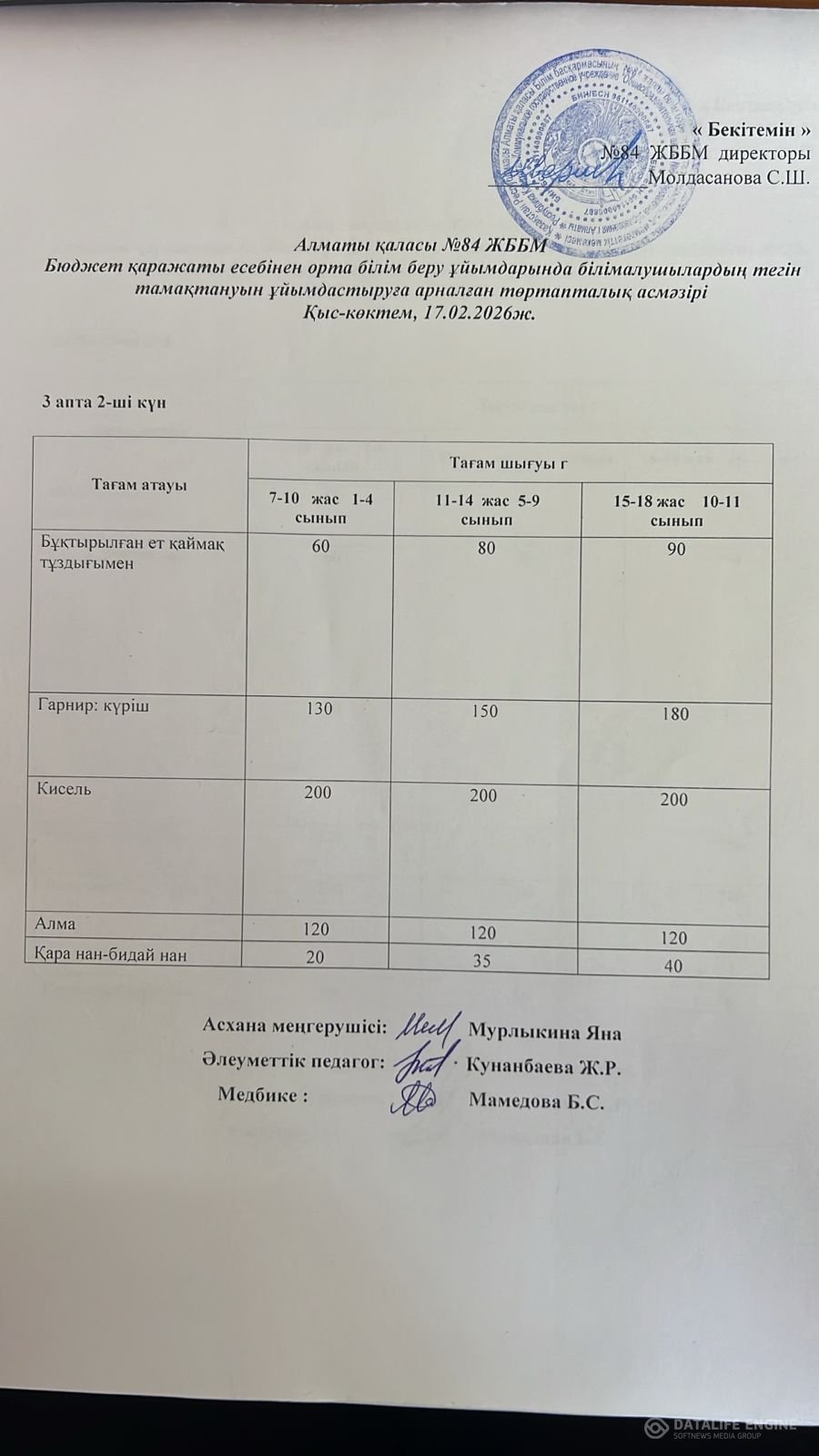 Ас мәзірі 17.02.2026