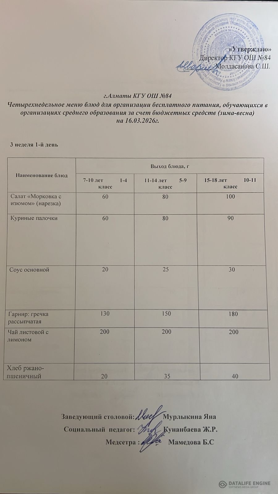 Ас мәзірі 16.03.2026