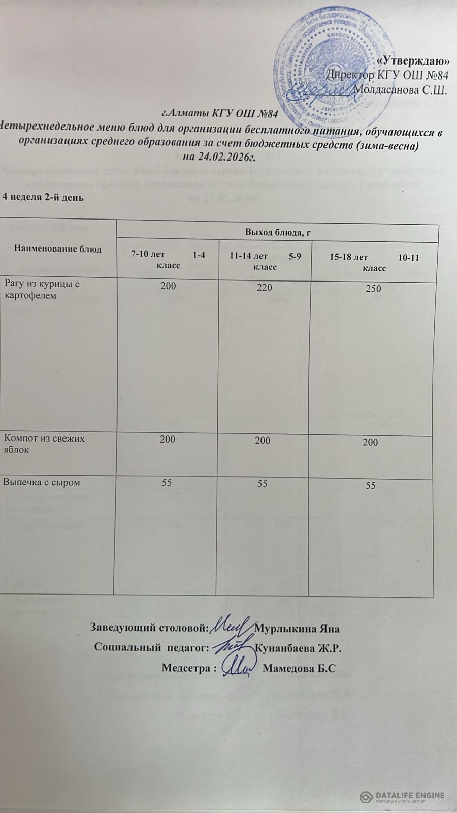 Ас мәзірі 24.02.2026