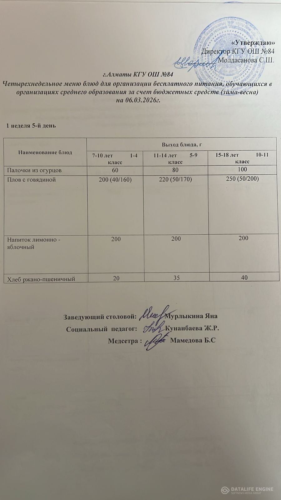 Ас мәзірі 06.03.2026
