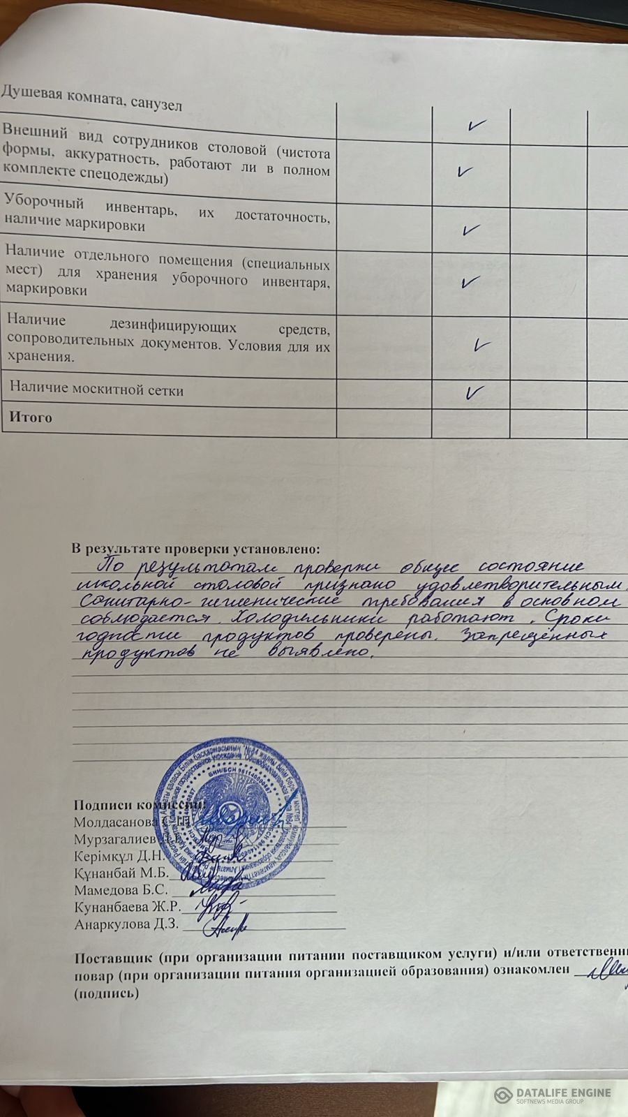 Тамақтану сапасына мониторинг жүргізу актісі 16.03.2026 ж.