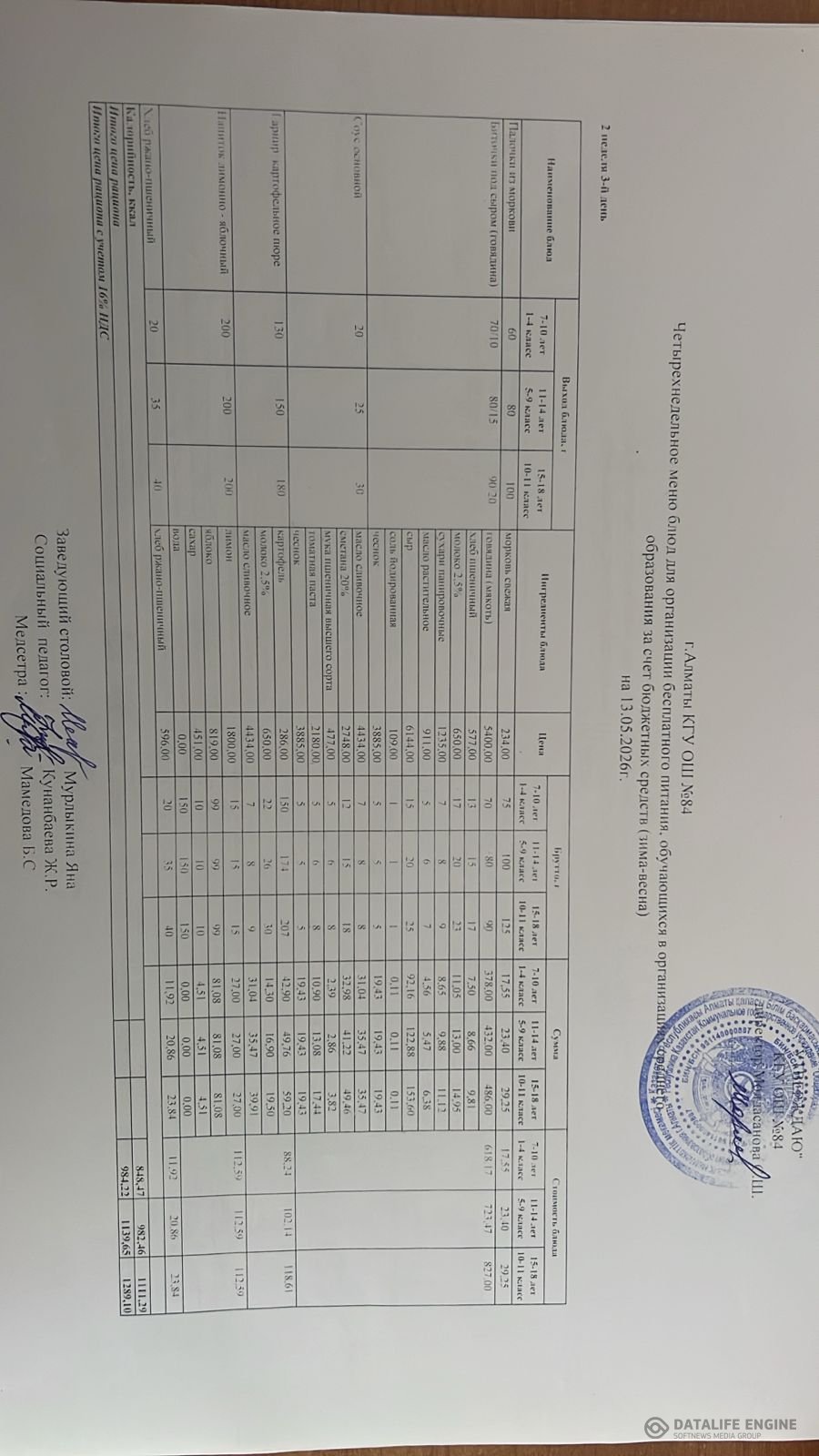Ас мәзірі 13.05.2026
